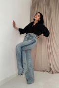 Kar Yıkama Yan Yırtmaçlı Jeans Pantolon resmi